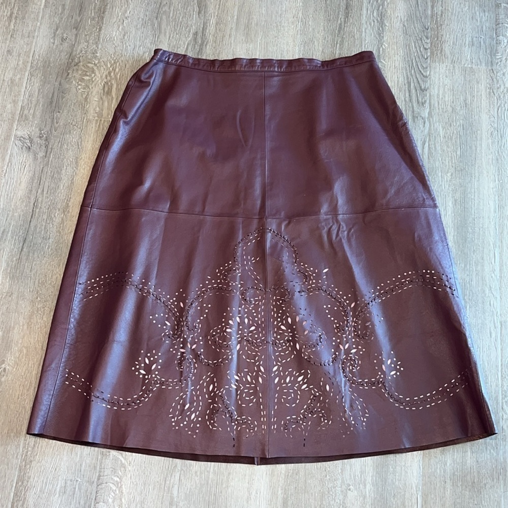 Dark purple genuine leather skirt dye cut skirt 26W Whimsigoth dark romantic